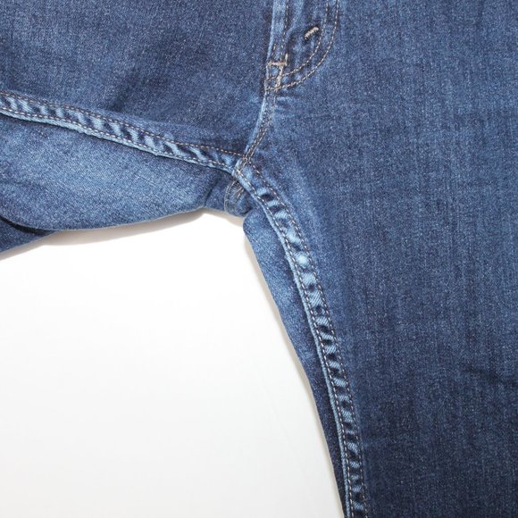 LEVIS CURVY CUT 528 LOW RISE DARK DENIM JEANS SZ 9 M JUNIORS BOOT CUT WIDE *RAW - Picture 14 of 16